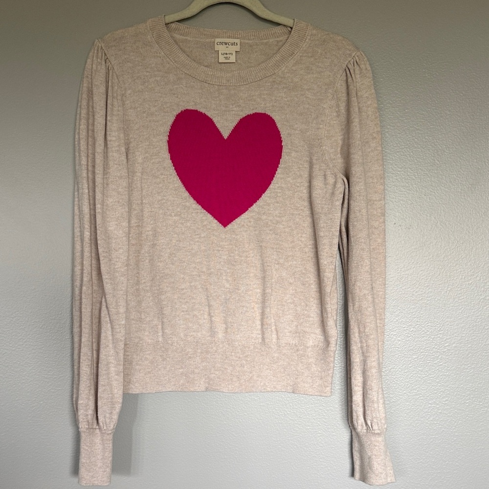 Girls Crewcuts Sweater with Pink Heart